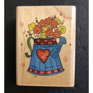 Inkadinkado Rubber Stamp Watering Can Flowers Floral Arrangement Heart